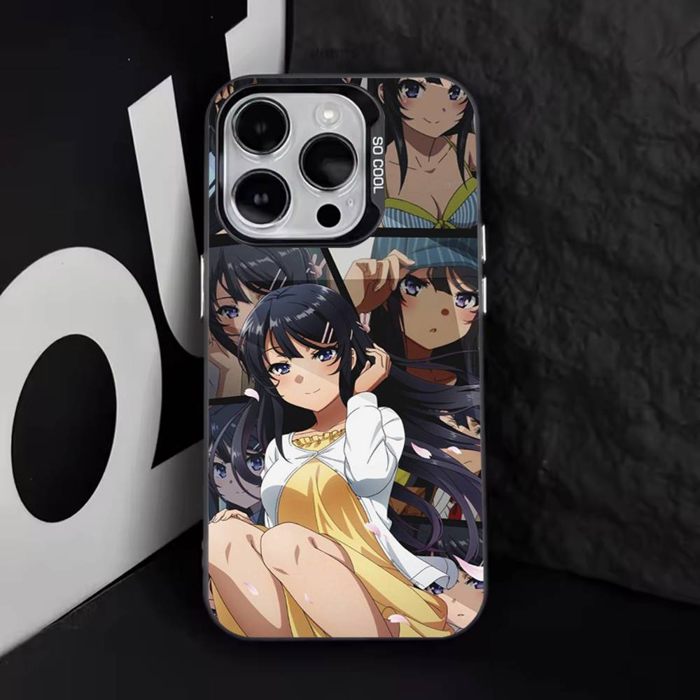 Anime Mai Sakurajima Phone Case For iPhone 16,15,14,13,12,11,8,7,Pro,Max,Plus,Mini,XS,SE Anti Fall Black Matte Hard