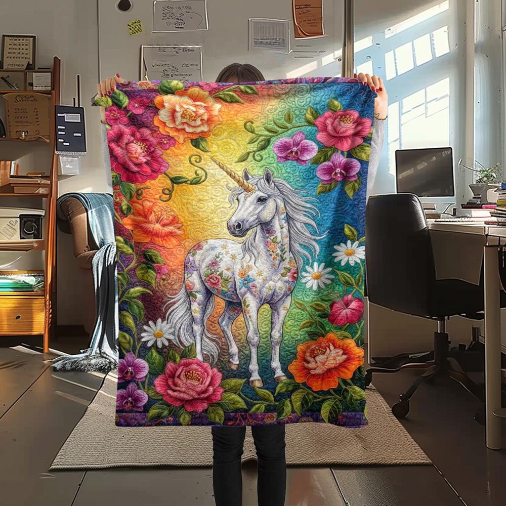 1PC Rainbow Unicorn Art Print FlAannel Blanket, High quality Comfortable for All Seasons, Home Decor, Warmth and Comfort