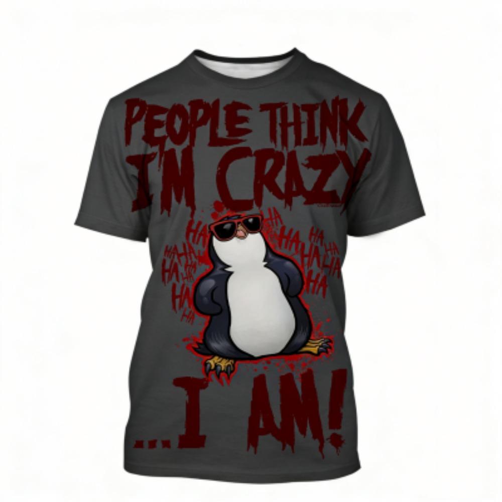 Kids T-shirt Crazy Penguin 3D Print Kids Short Sleeves T-Shirt Loose Casual Summer Outdoor Street Boy and Girl Tees Tops