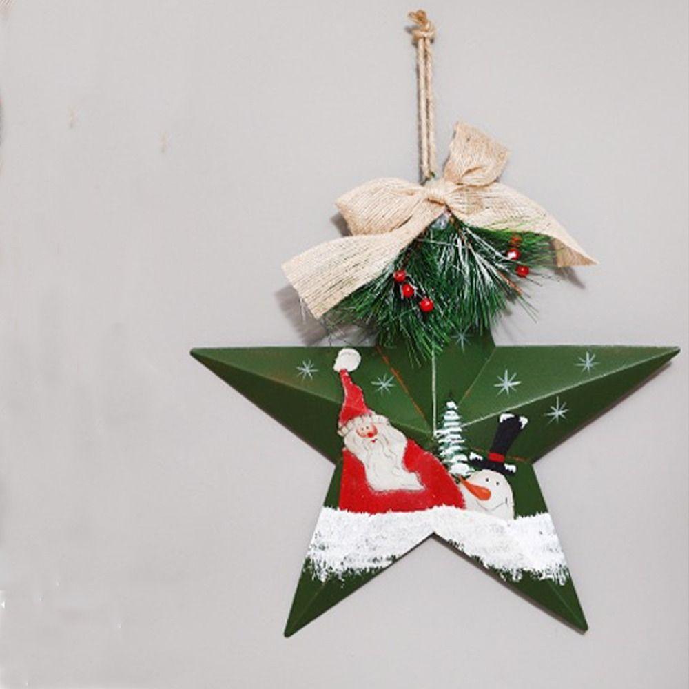 Iron Christmas Tree Decoration Pendant Old Man Snowman Pattern Hanging Ornament Door Display