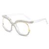Fashion Cat Eye Glasses with Rhinestones Vintage Trendy Design Oversized Eyeglasses Women for Decoration