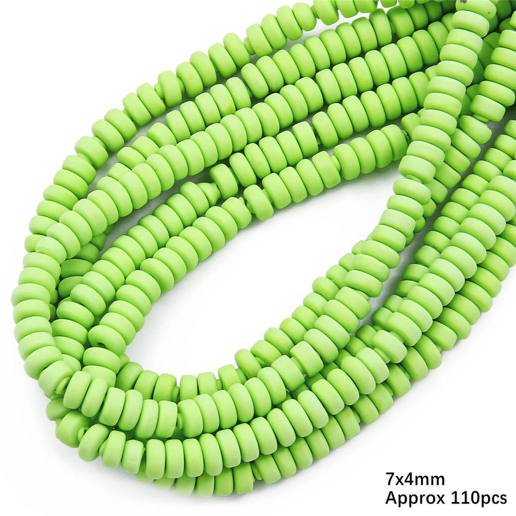 110pcs 7x4mm Flat Round Polymer Resin Clay Disk Handmade Beads For DIY Jewelry Making