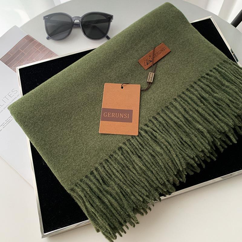 Scarf dual-purpose women's autumn and winter high-end imitation cashmere shawl with a classic solid color warm scarf