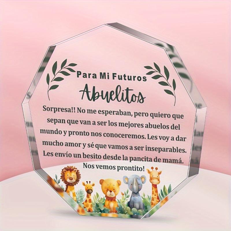 

2D Flat, Spanish Pregnancy Announcement Acrylic Desktop Decoration, Home Decor Plaque Hanging Wall Art Decorative Garden Decoration for Room Door Sign 10*10CM