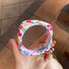 Bohemian Vintage Floral Resin Bangle Minority Design Flower Print Square Chunky Bangle  Decoration