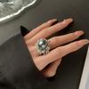 Schmuck Kupfer Platinplattiert Perle Blume Temperament Leichter Luxus Ring 14Mm