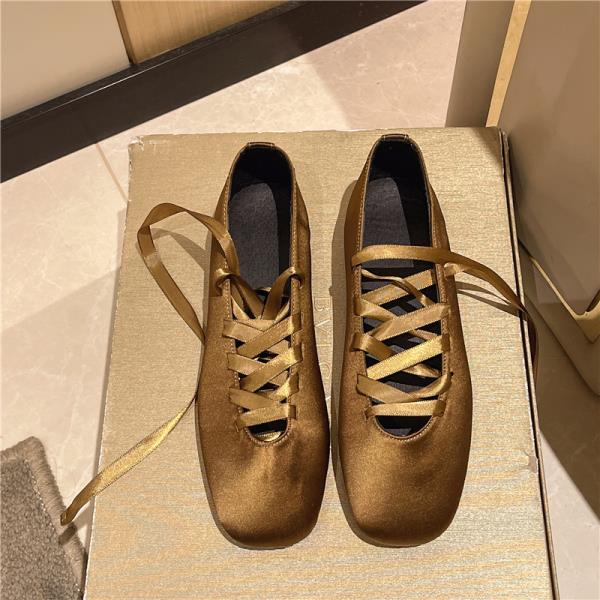 Fashion Shoes Woman Flats Square Toe Dress Retro Ballerinas New Big Size Mary Janes Big Size Shoes Woman Ballet Flats Female Footwear Sq