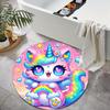 1pc Cartoon Cute Fantasy Unicorn Round Carpet Painted Printed Circular Carpet, Home Door Mat, Outdoor Travel Protection Carpet