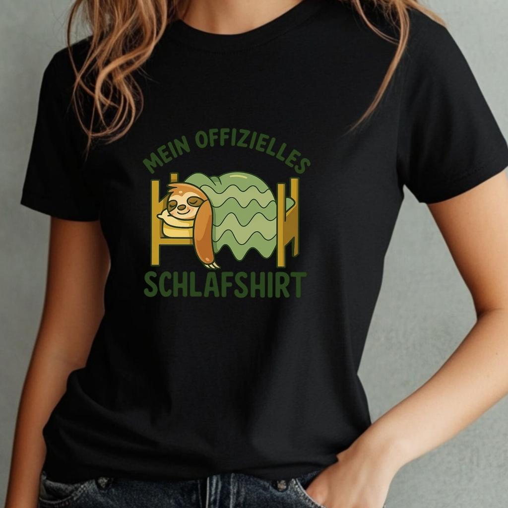 T-Shirt Frauen Faultier Schlaf Shirt Motiv Baumwolle Größe S bis 3XLWird in neuem Fenster oder Tab geöffnet