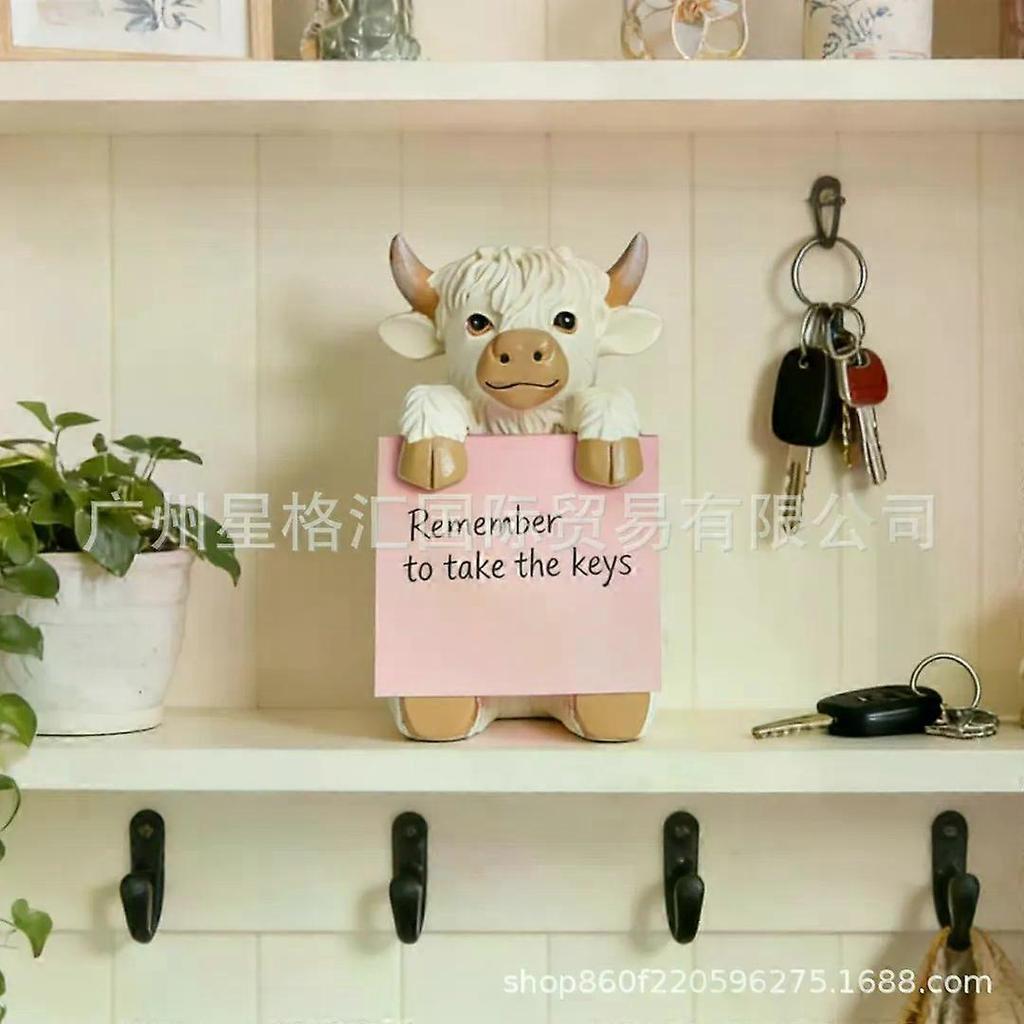 Highland Cow Pop-up Sticky Note Dispenser  Cute Resin Desk Holder with 100 Sheets 3x3 Super Sticky Notes, Handmade Farmhouse Office Decor, Ideal Gift 