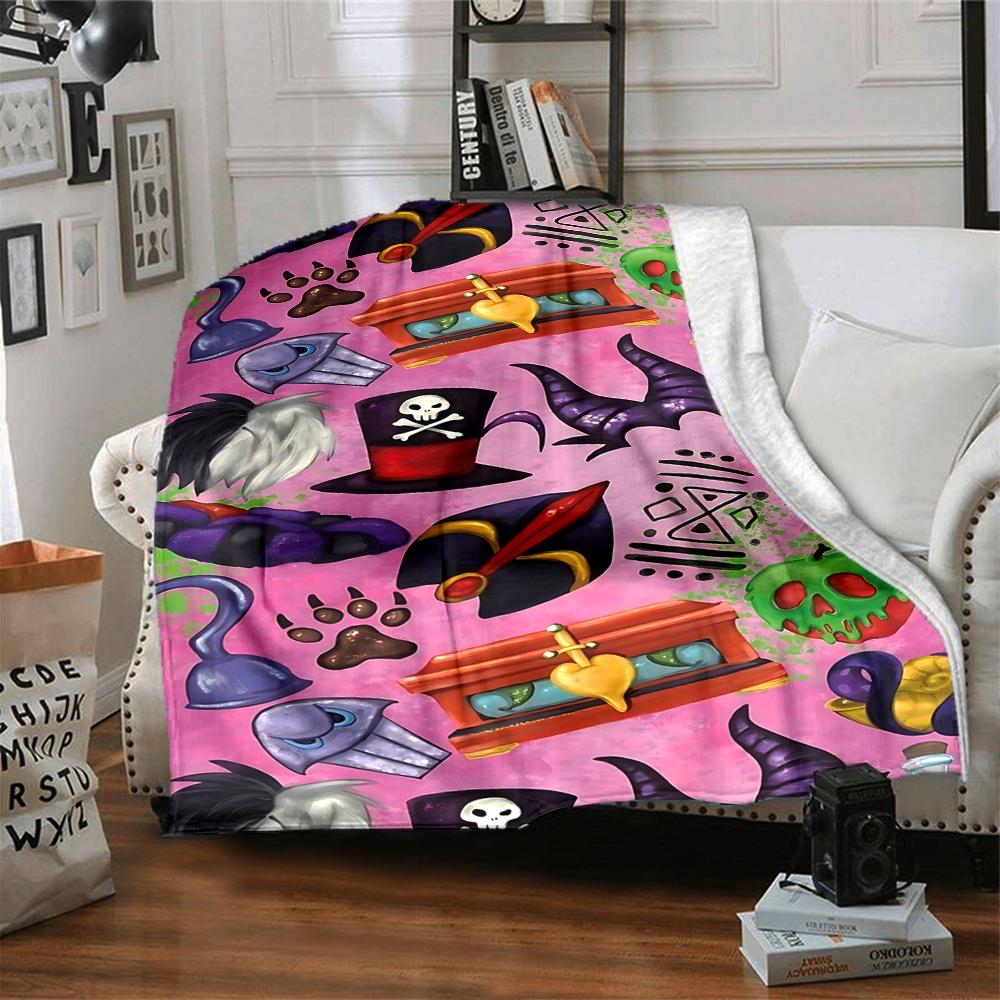 Fantasy Halloween Icons Flannel blanket, soft and warm, suitable for beds and sofas, all seasons, portable travel blanket. 0730153