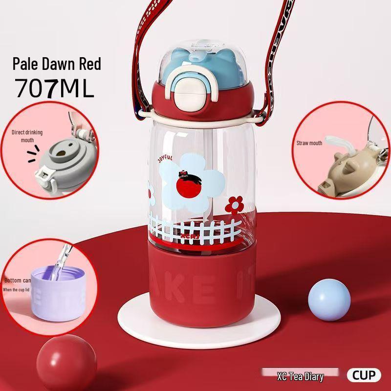 High-Capacity Insulated Water Cup with Straw for Students 700ml