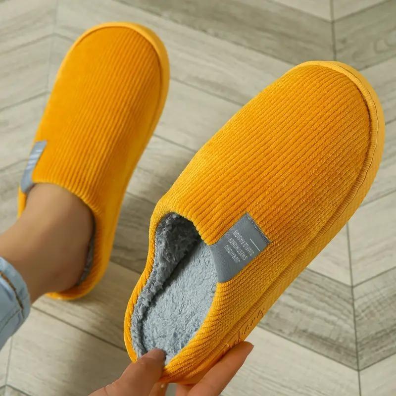 Unisex Plush Home Slippers, Cozy & Warm Closed Toe Fuzzy Slip On Shoes, Comfortable Indoor Floor Slippers