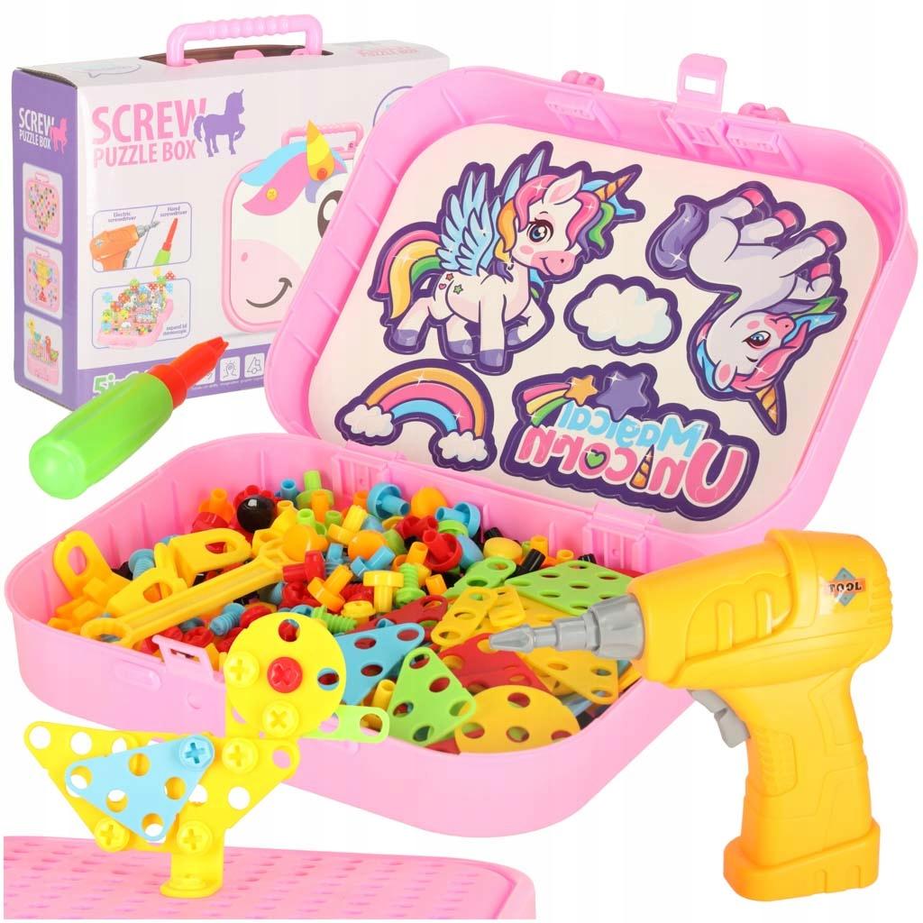 UNICORN Construction Blocks Puzzle Suitcase Creative Screwdriver 285pcs
