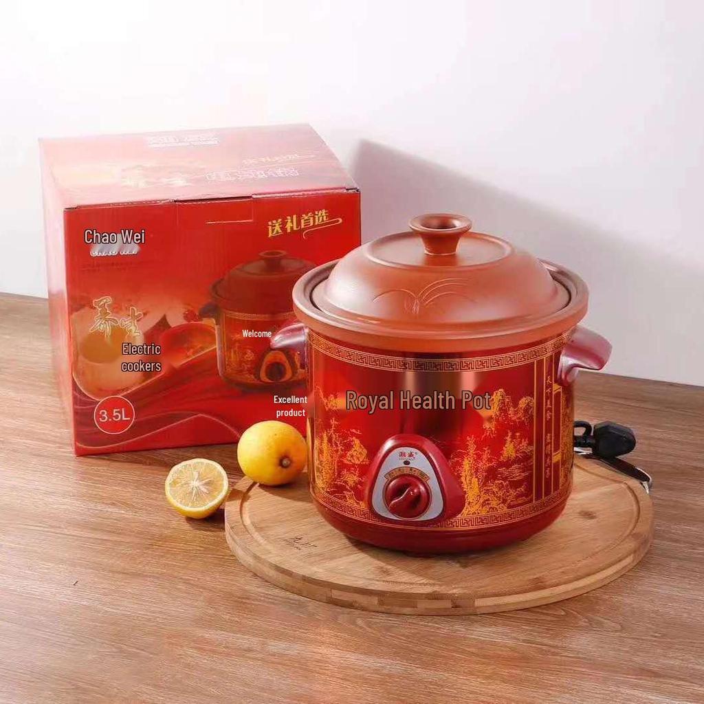 3.5L Purple Sand Electric Stew Pot – Ideal for Porridge & Soup, Perfect Small Household Appliance Gift