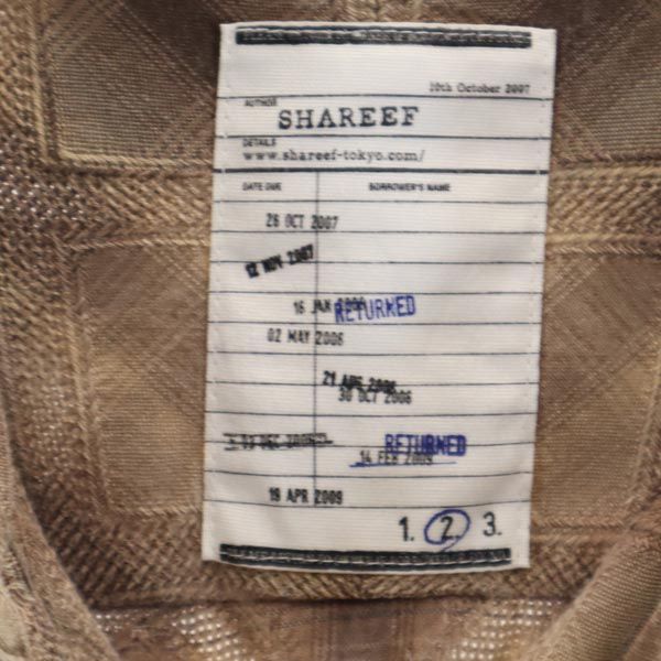 SHAREEF check Long sleeve shirt 2 Beige made in Japan Men's Used