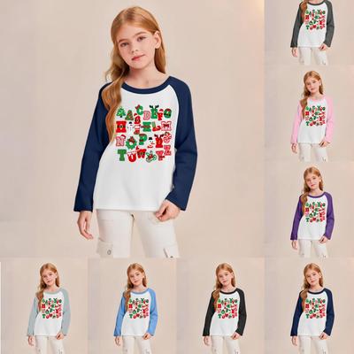 Modisches bequemes Kinder-Weihnachtspullover-Oberteil mit Rundhalsausschnitt und langen Ärmeln
