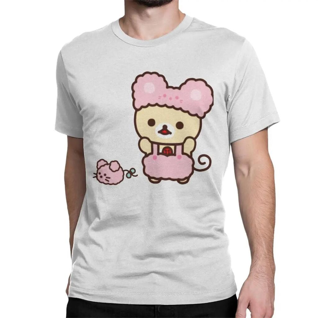 Novelty Rilakkuma Korilakkuma T-Shirts Unisex Wo Unisex Crewneck 100% Cotton T Shirt Short Sleeve Tee Shirt Plus Size Clothing