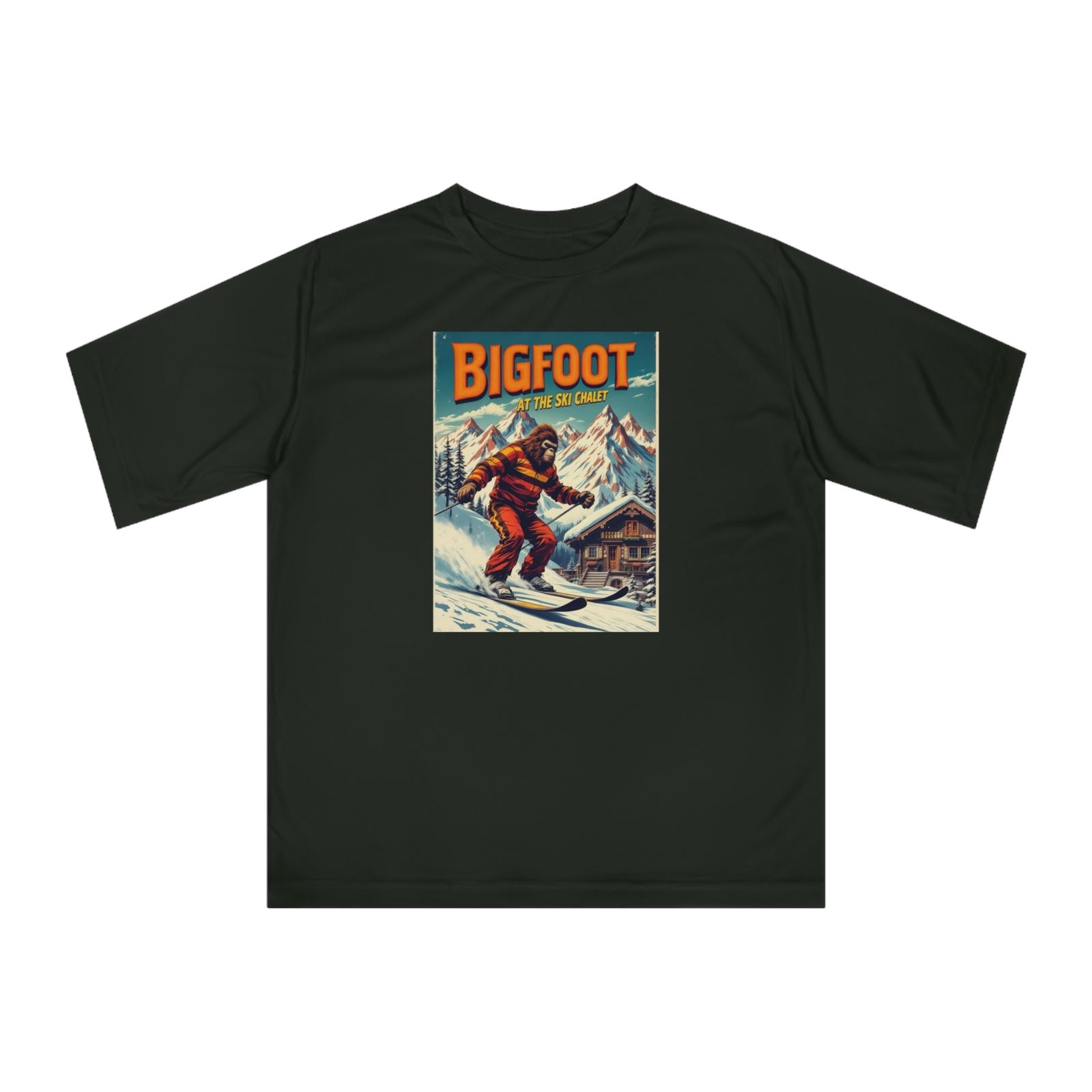 Bigfoot Ski Adventure Unisex Performance T-shirt | Sasquatch Gift for Ski Lovers M