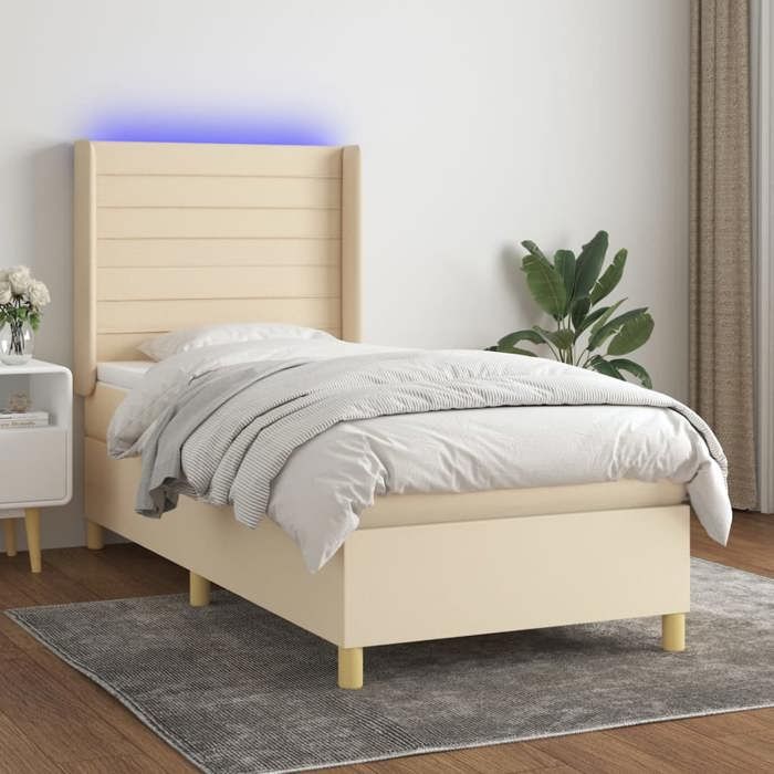 VidaXL Sommier à Lattes de Lit avec Matelas et LED, Lit Rembourré, Lit Simple, Lit Adulte de Chambre à Coucher Intérieur, 3138938
