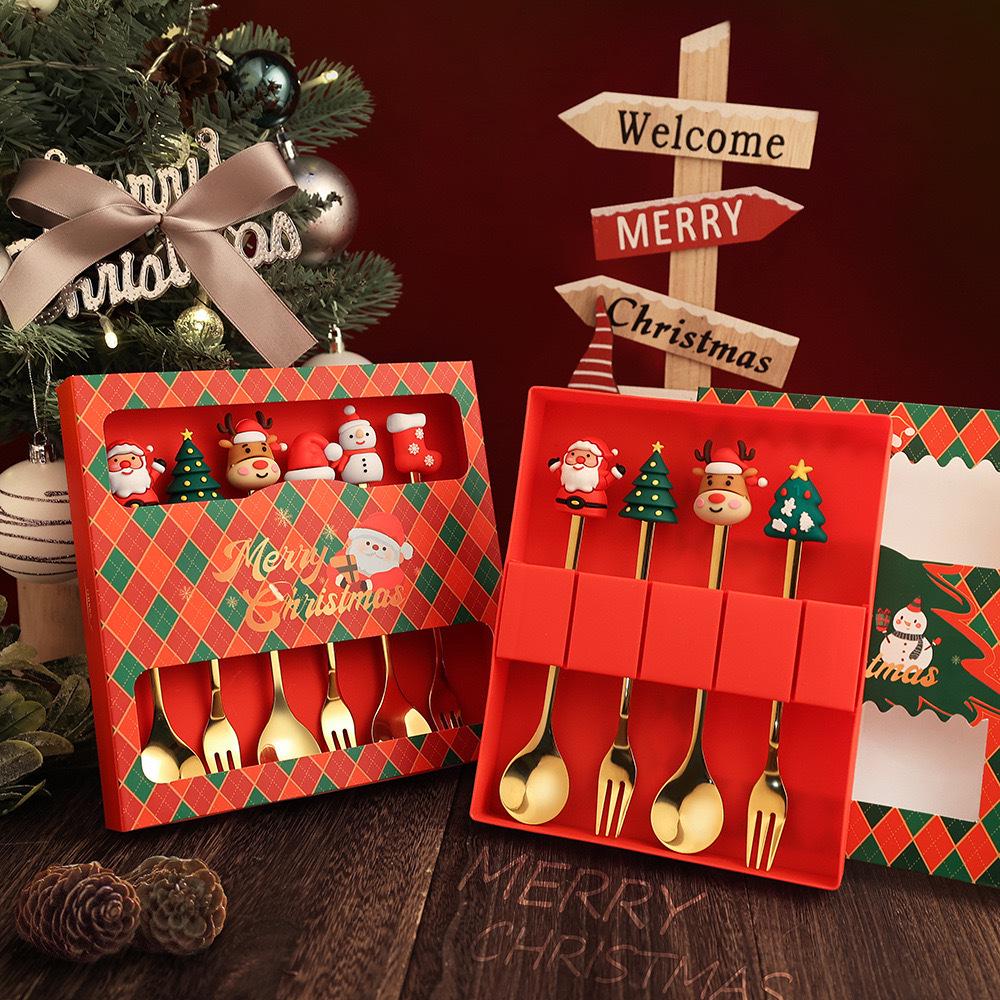 Christmas Cartoon Snowman Spoon & Fork Set - Cute Dessert Cutlery Gift