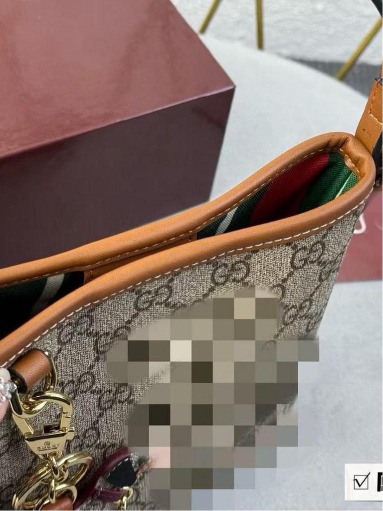 2025 Spring Vintage Monogram Crossbody Medium Bucket Bag - Double GG Series (No Charm)