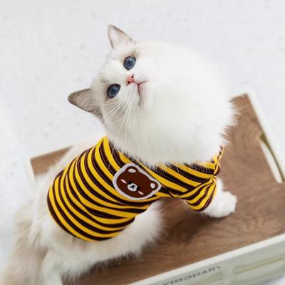Spring and Summer Thin Striped Bipods Into Cat Anti-hair Loss Teddy Bear Air-conditioned Room Warm Cat Pet Clothes