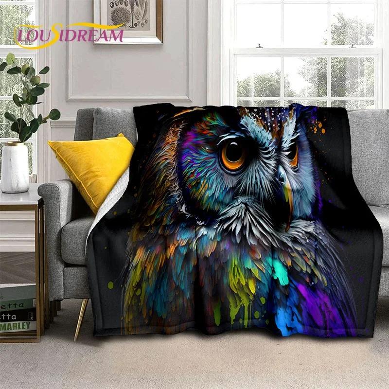 3D Cute Owl Eagle Birds Cartoon Soft Flannel Blanket for Beds Bedroom Sofa Picnic,Throw Blanket for Cover Outdoors Leisure Gift