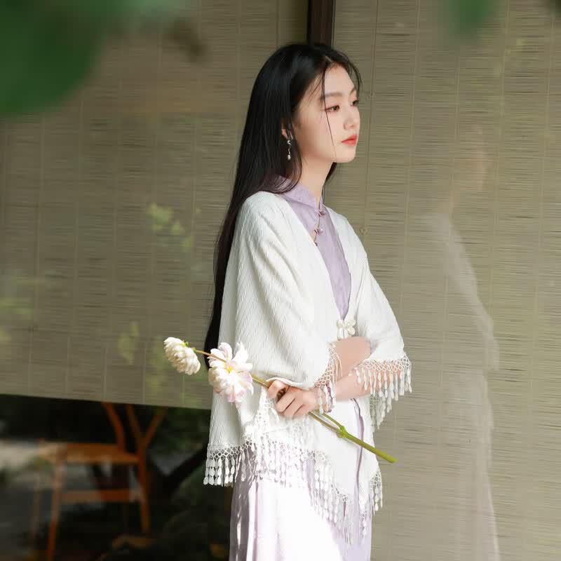 Women's Chinese Style Bowknot Tassel Summer Shawl