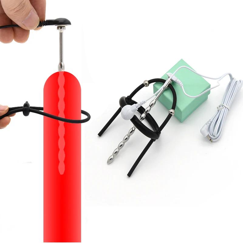 Elektroschock Penis Plug Ring Pferdeaugenstab E-Stim Urethralsonde Katheter Dilator Hahnverlängerer Medizinische Sexspielzeuge für Erwachsene für Männer