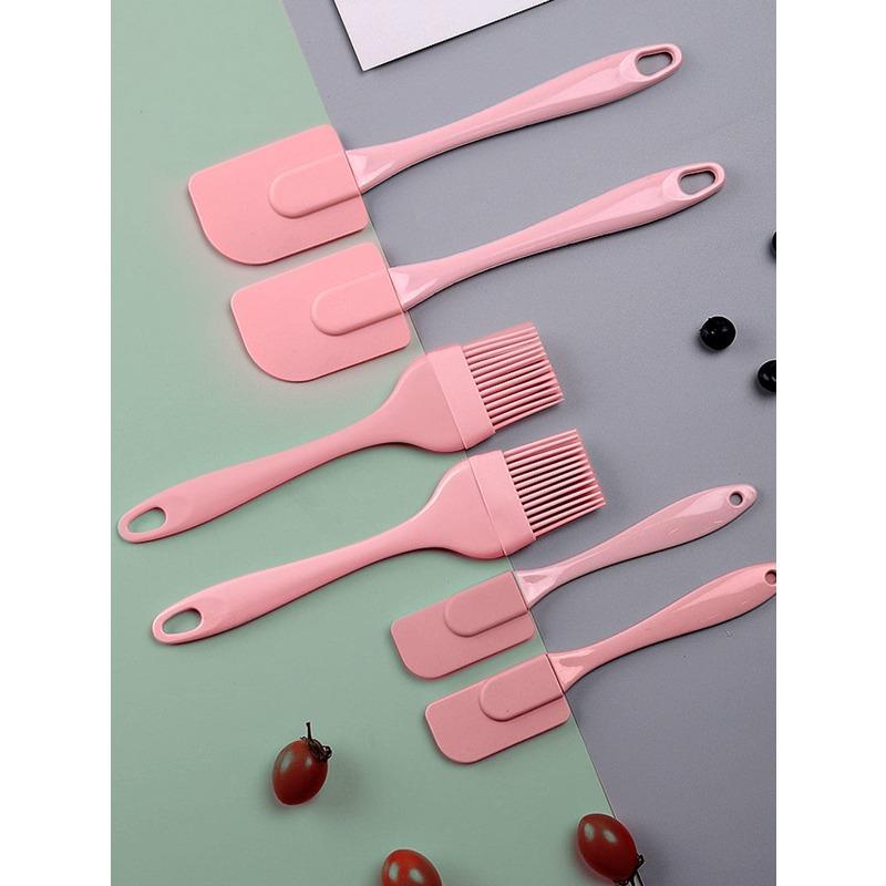 Silicone Oil Brush & Spatula, Pink Cream Spatula