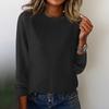 Women's Fashion Casual Solid Color Round Neck Split Hem Raglan Sleeve Long Sleeve Sweater Top