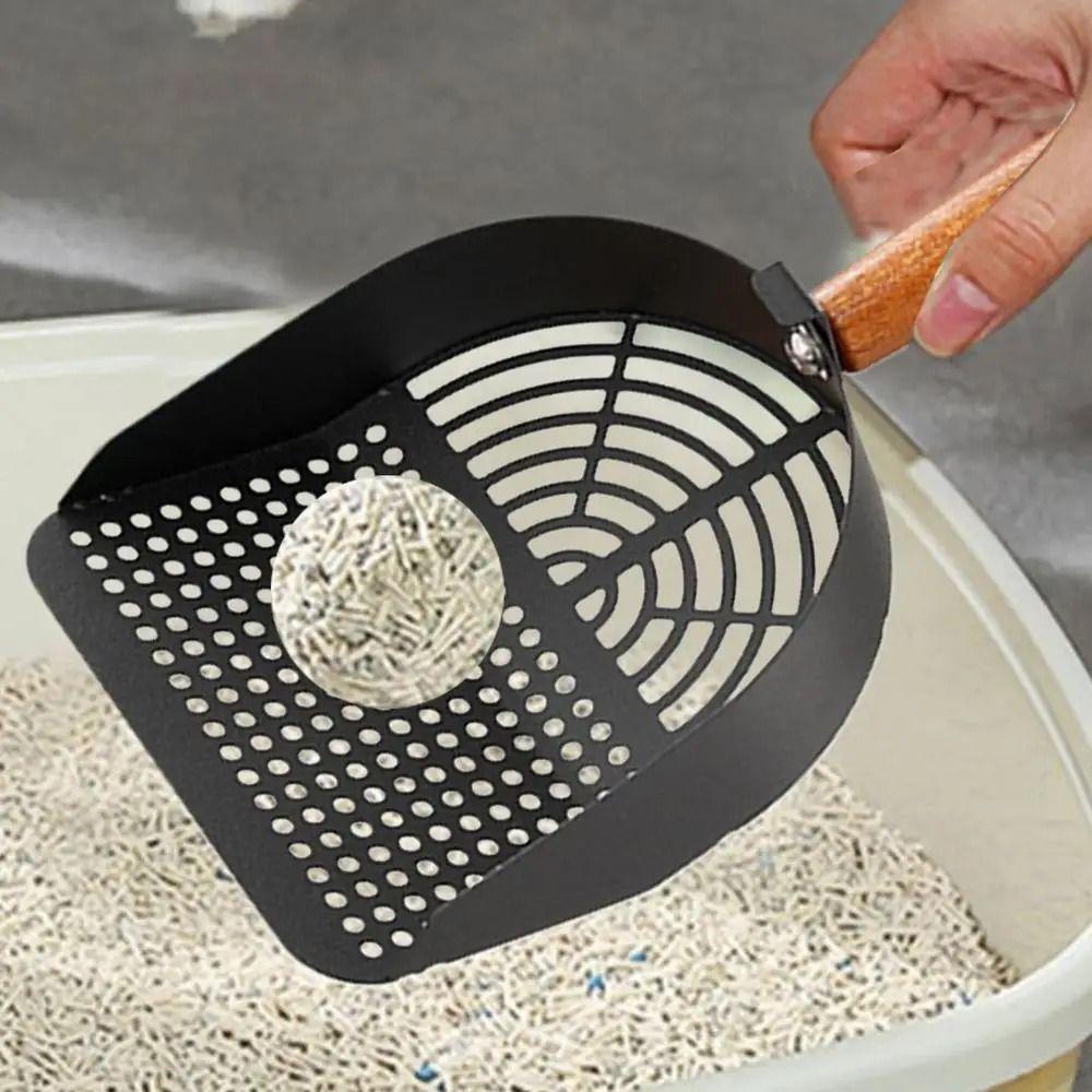 Stainless Steel Cat Litter Scoop Long Wood Handle Toilet Garbage Picker  Cleaning Tool