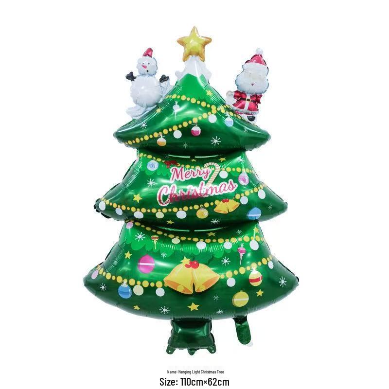 Large Christmas Tree and Santa Claus Aluminum Foil Balloons for Window Display 