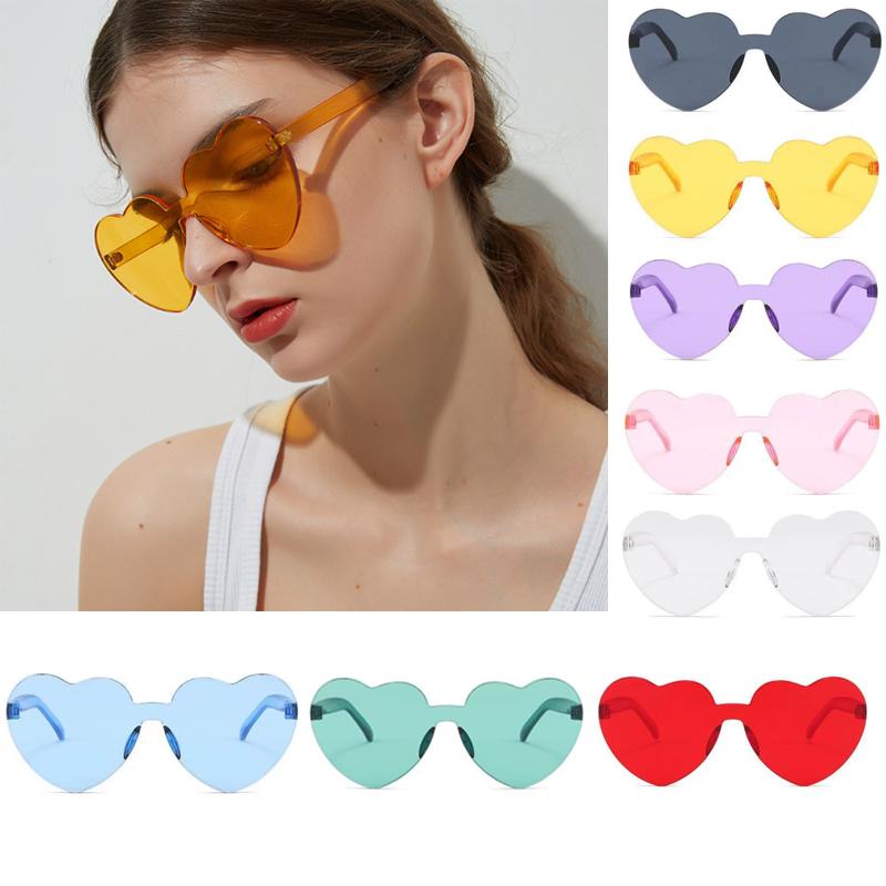 Shaped Heart Love Rimless Sunglasses Transparent Cute Candy Glasses Color
