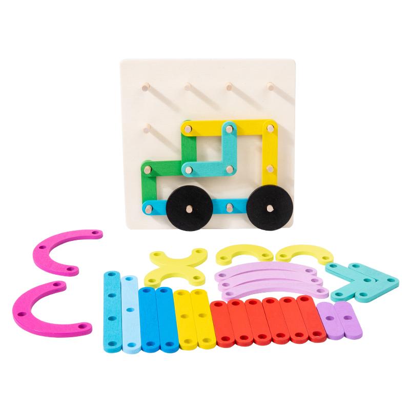 Children Wooden Toys Creative Board Nail Board Montessori Math Toys Geometric Column Set Pegboard for Early Education Sensory