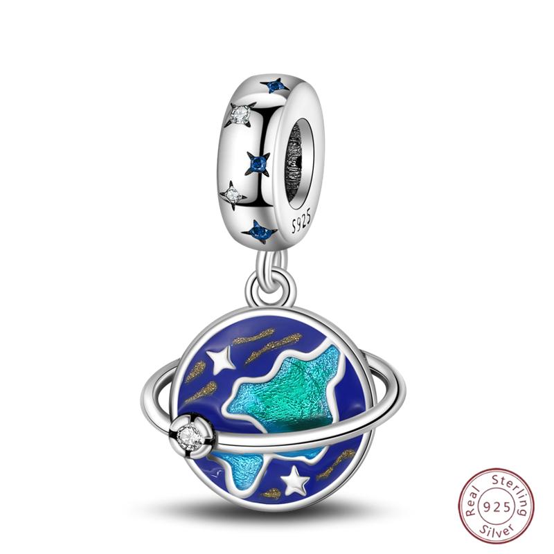 Copper Beaded Pendant Blue Shiny Zircon Suitable Original 3Mm Bracelet Women Fine Jewelry