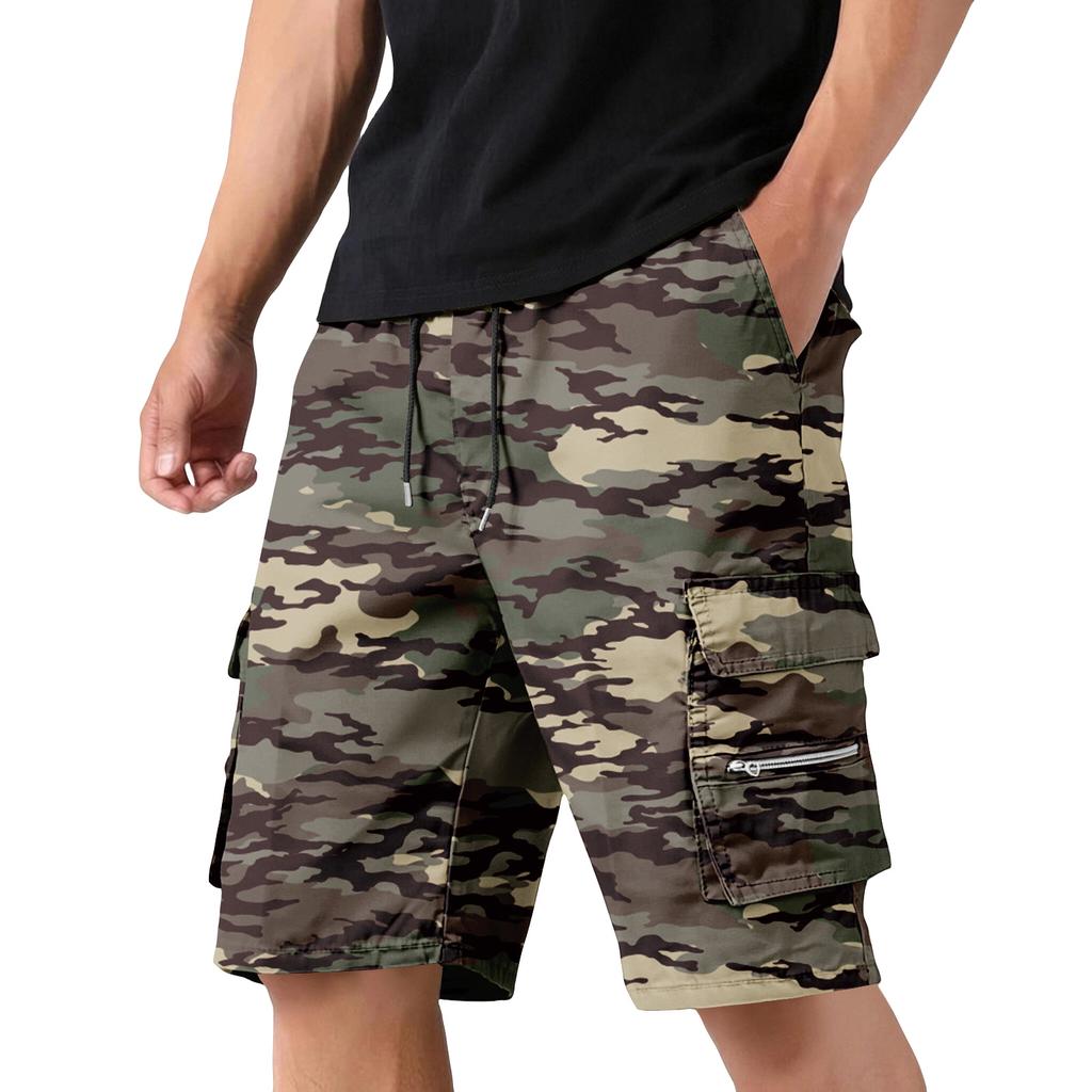 Herren-Cargoshorts mit Kordelzugbund Verstellbare Passform Mehrere Taschen Robustes Leichtes Material für Arbeiten im Freien und Freizeit