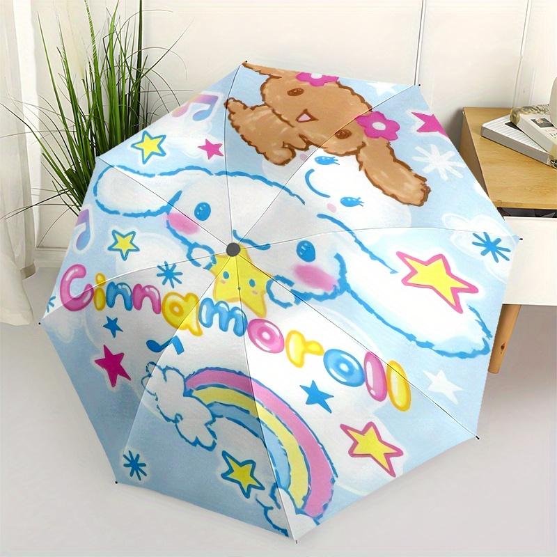 

Cinnamoroll,Rainbow Automatic Folding Umbrella Simple 8 Rib Design, Bright Cartoon Pattern, Durable Iron Frame, Suitable For Travel, Outdoor