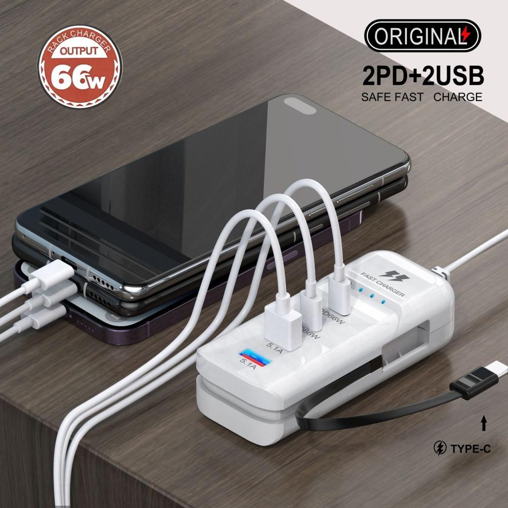 4 Ports USB Charger Socket 66W Muti Ports Fast Charging Phone Charger Power Strip For Xiaomi Samsung EU/US/UK Plug Wall Charger