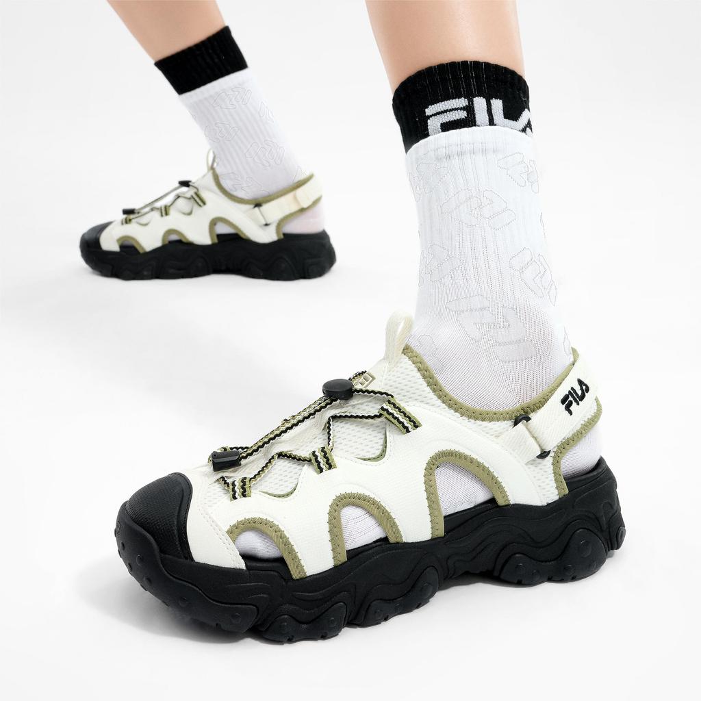 FILA Fluid 5 Sandal Cat Paw Retro Versatile Fashion Breathable Non-Slip Durable Beach Sandals Women sandals Moss-Green F12W422402FSM