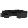VidaXL Garden Lounge Set with Cushions 10 Pcs, Patio Sofas, Patio Furniture Set, Outdoor Furniture, Black 3258814