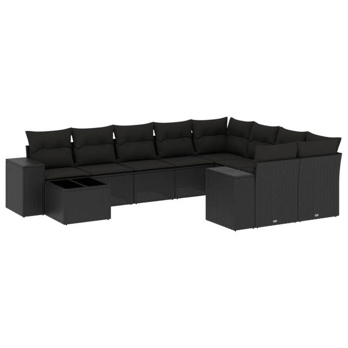 VidaXL Garden Lounge Set with Cushions 10 Pcs, Patio Sofas, Patio Furniture Set, Outdoor Furniture, Black 3258814