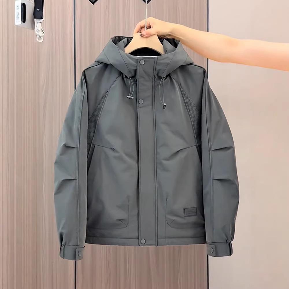 Men's Hooded Cotton Windbreaker Jacket - Casual, Versatile, Handsome Workwear for Youth