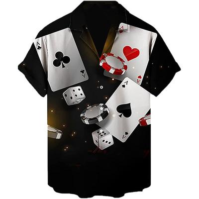 Men's 2024 Casual 3D Shirts Playing Card Printed Fun Shirts Street Men's Summer Short Sleeved Clothing Men's Outdoor Clothing