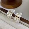 S silver needle white shell flower stud earrings temperament exquisite Mori earrings personalized earrings