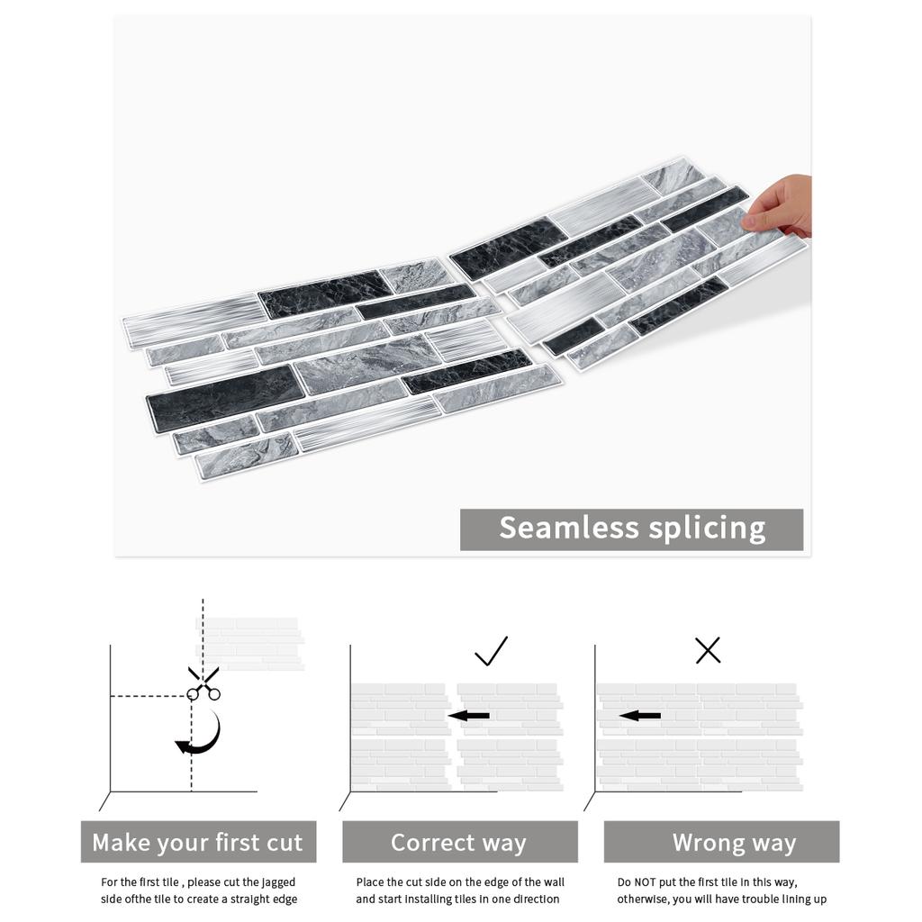 12/24/48pcs Peel And Stick Tile Sticker Self Adhesive Stick On Tile Backsplash For Kitchen Bathroom, Bedroom Decoration