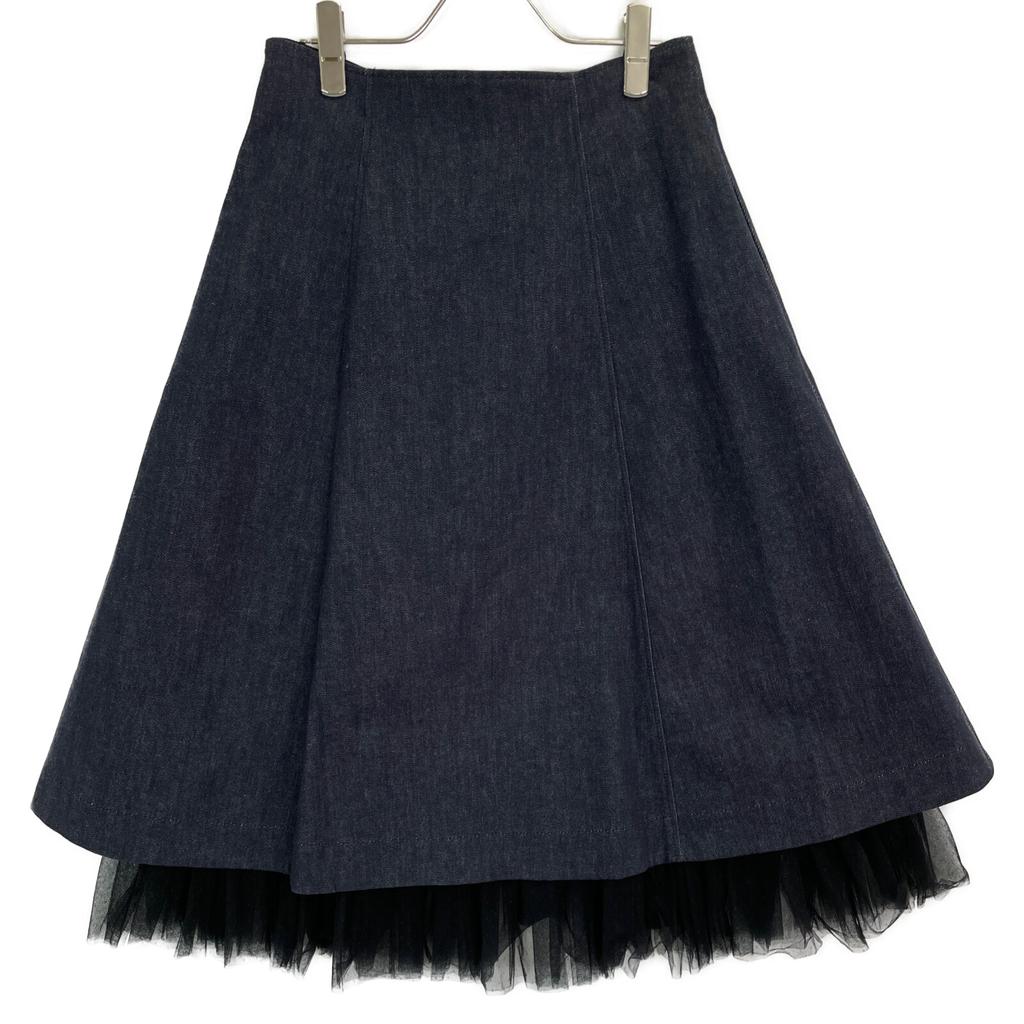 FOXEY NEW YORK 43289 23 Indigo Tulle Layered Denim Flare Skirt skirt 40 IndigoUsed