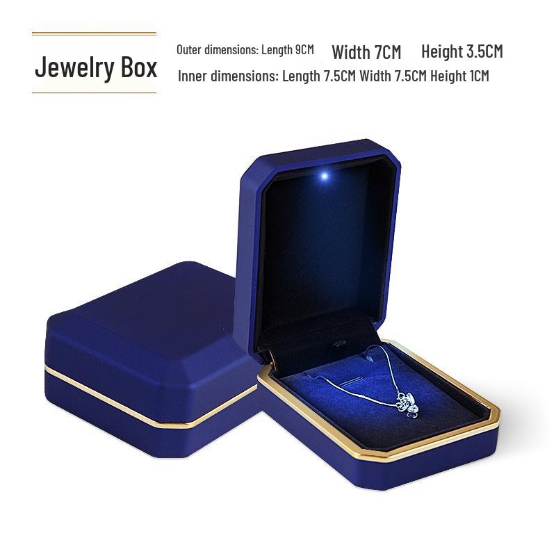 LED Light Lacquer Jewelry Box for Pendants, Bracelets, Rings, Charms, Bangles, Diamonds, Necklaces, and Couple Rings.