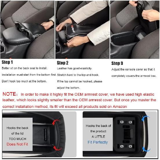 LEXLEY Center Console Pad Armrest Box Cover Waterproof Anti-Scratch Leather Protector Covers For Kia 2016- Sorento-Black Stitches